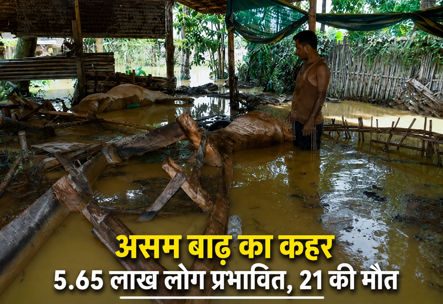 असम बाढ़ का कहर: 5.65 लाख लोग प्रभावित, 21 की मौत; 872 गांव पानी में डूबे