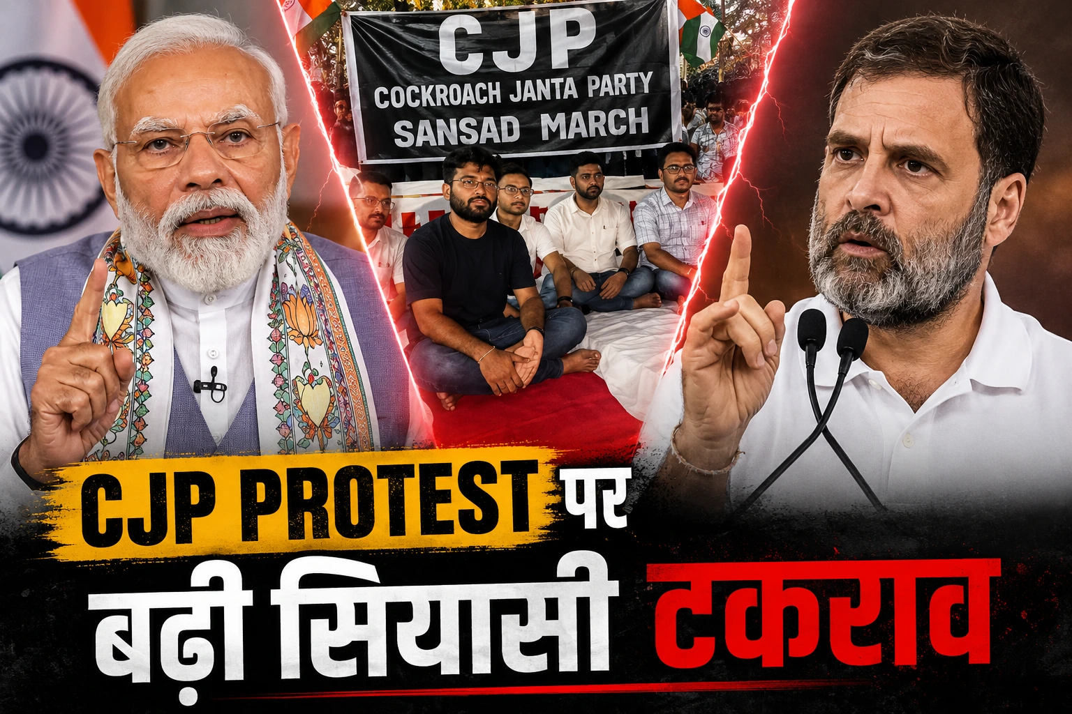 CJP Protest पर बढ़ी सियासी टकराव: PM मोदी ने कहा 'बच्चों को भड़काएं नहीं', राहुल गांधी बोले- 'युवाओं की आवाज दबाई जा रही'
