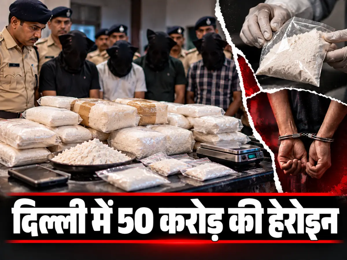 दिल्ली में ₹50 करोड़ की हेरोइन बरामद, 4 गिरफ्तार; यूपी में मिली अवैध फैक्ट्री