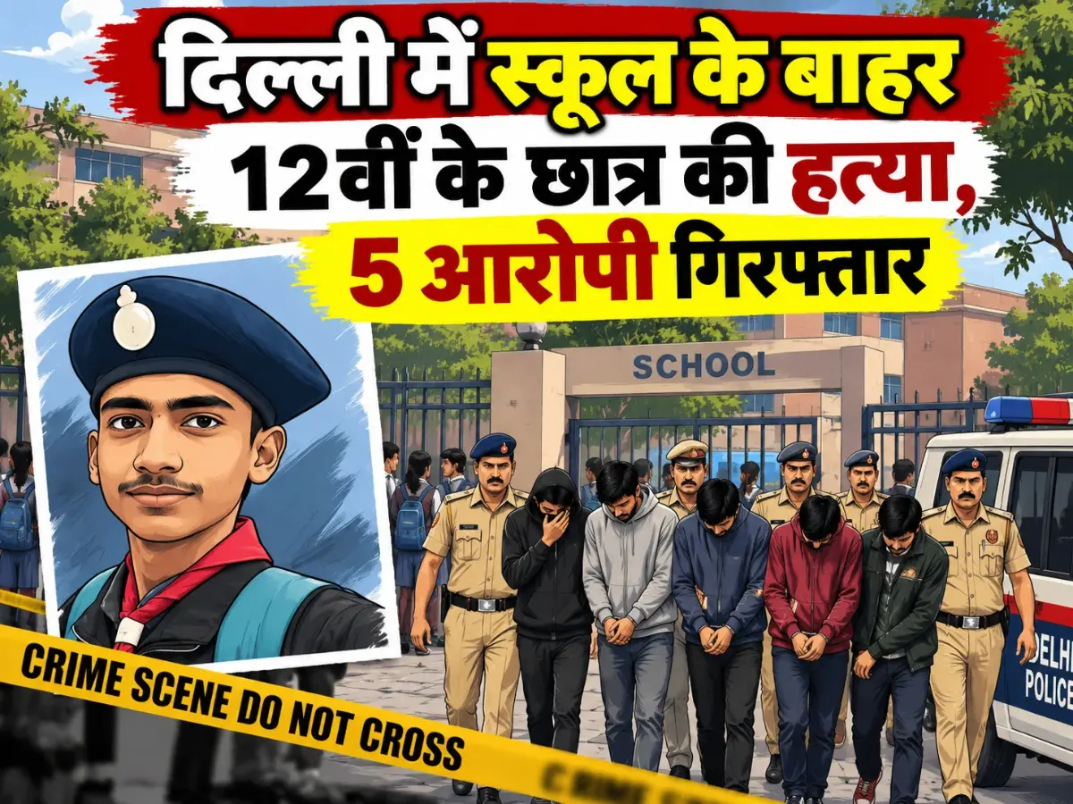 दिल्ली में स्कूल के गेट पर 12वीं के छात्र की हत्या, 3 नाबालिग समेत 5 आरोपी पकड़े गए
