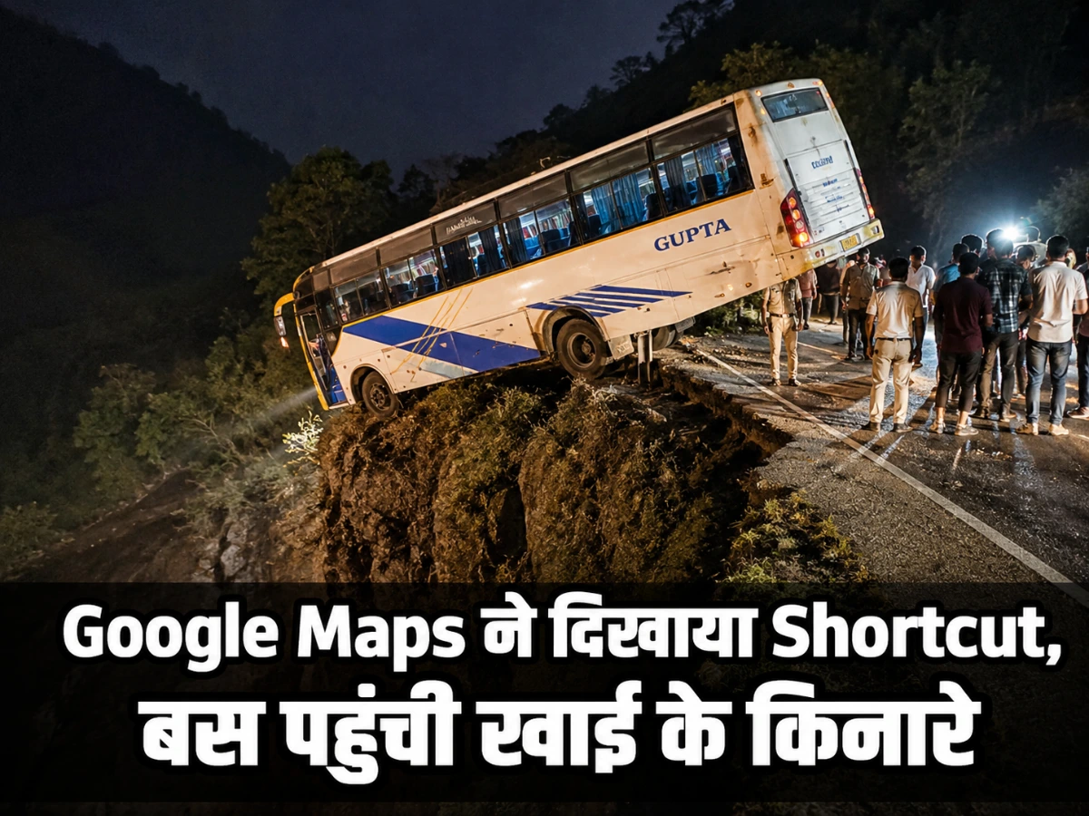 Google Maps ने दिखाया Shortcut, बस पहुंची खाई के किनारे