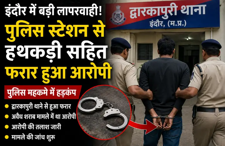 बड़ी लापरवाही: इंदौर पुलिस स्टेशन से हथकड़ी सहित फरार हुआ आरोपी