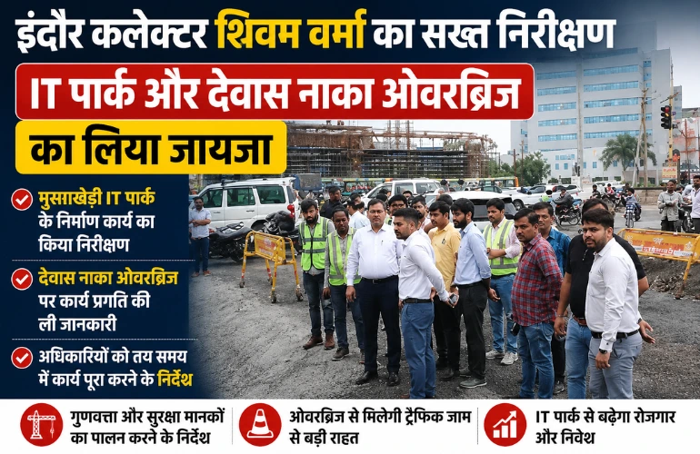 इंदौर कलेक्टर शिवम वर्मा का सख्त निरीक्षण: IT पार्क और देवास नाका ओवरब्रिज का लिया जायजा