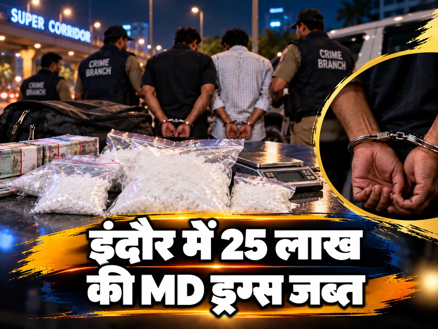 इंदौर में 25 लाख की MD ड्रग्स जब्त, ससुर-दामाद गिरफ्तार