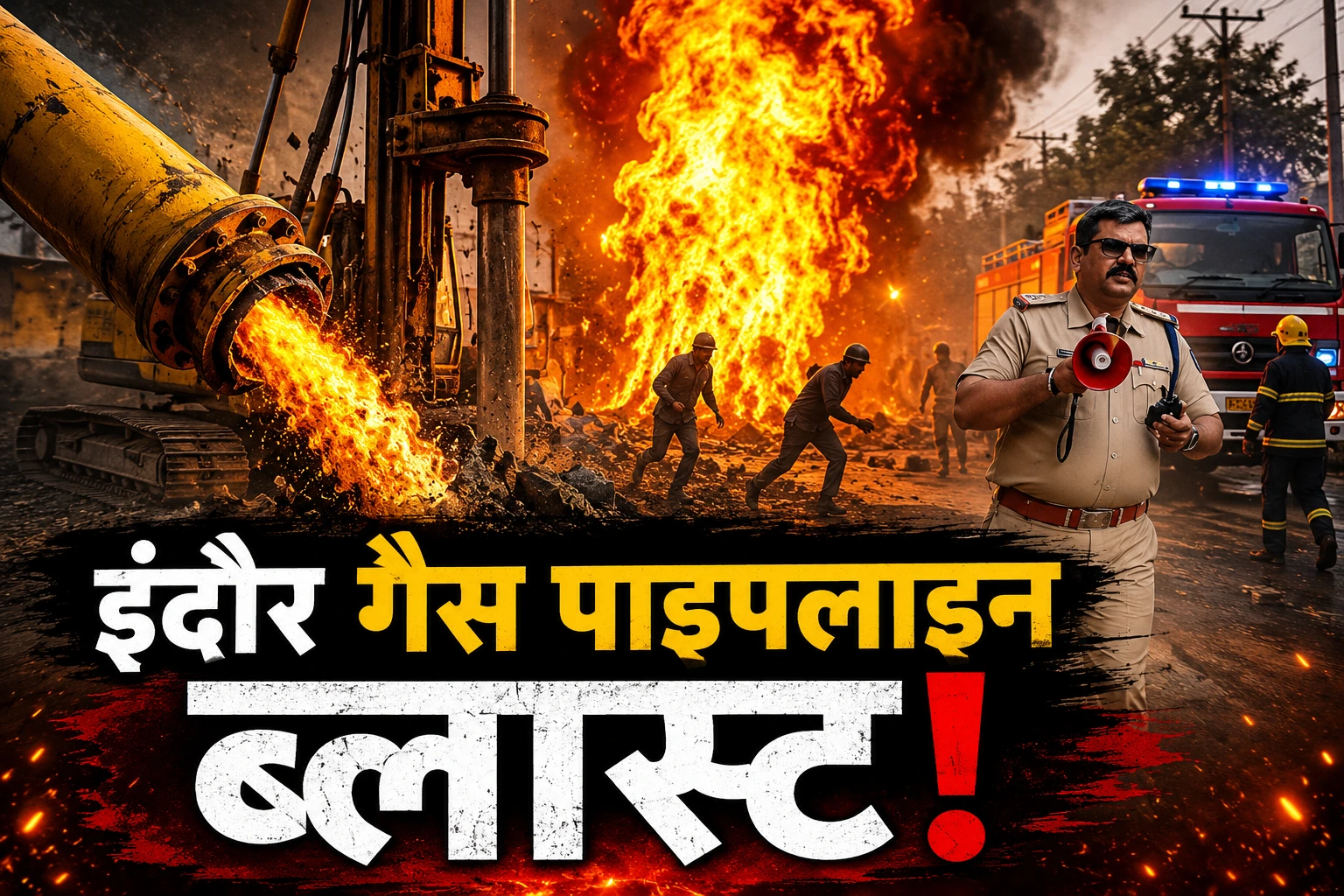 इंदौर गैस पाइपलाइन ब्लास्ट: पाइलिंग मशीन ने तोड़ी लाइन, धमाके के बाद लगी आग, 5 घायल