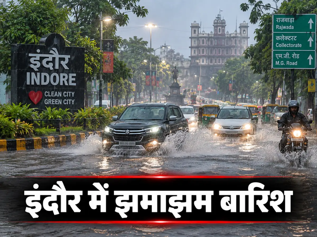 इंदौर में झमाझम बारिश, सड़कों पर जलभराव