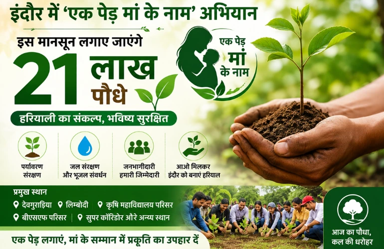 हरियाली का संकल्प: इंदौर में 'एक पेड़ मां के नाम' अभियान के तहत लगेंगे 21 लाख पौधे