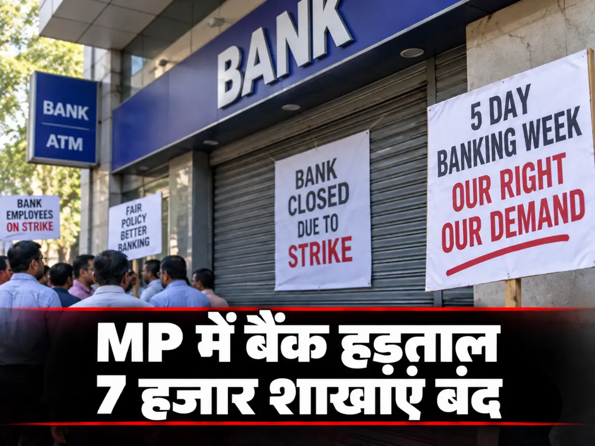 मध्य प्रदेश में बैंक हड़ताल का बड़ा असर, 7 हजार शाखाओं पर कामकाज प्रभावित; 5-डे वर्किंग की मांग