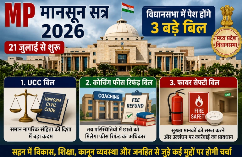 MP Monsoon Session 2026: UCC समेत 3 बड़े बिलों पर होगी चर्चा, कोचिंग फीस रिफंड पर भी फैसला