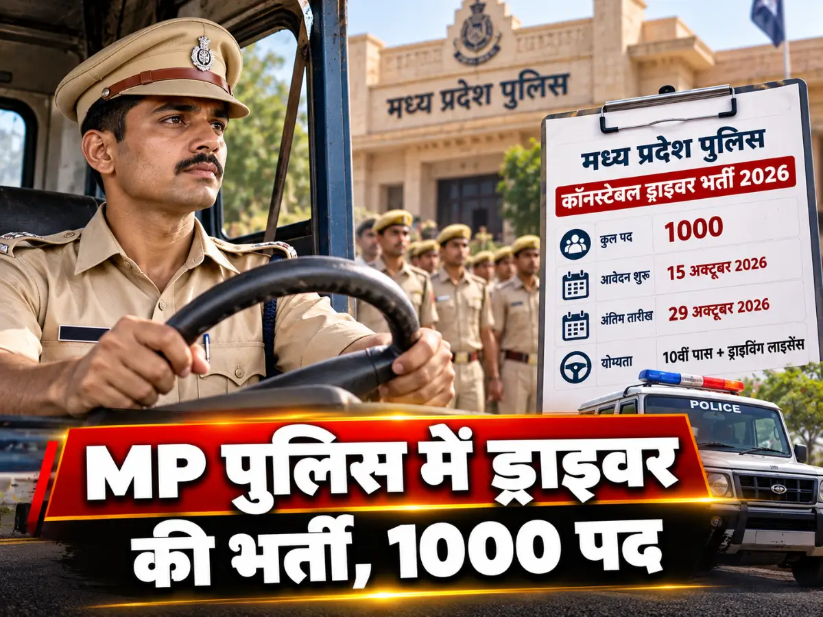 MP पुलिस में ड्राइवर की भर्ती, 1000 पद