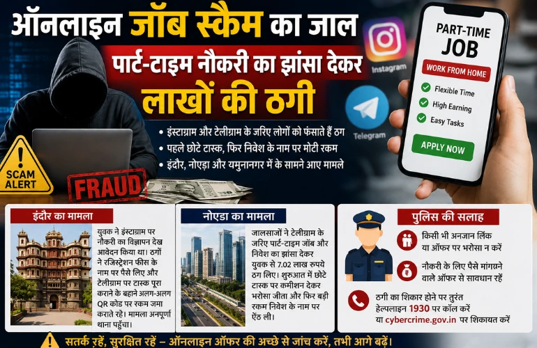 ऑनलाइन जॉब स्कैम का जाल: पार्ट-टाइम नौकरी का झांसा देकर लाखों की ठगी, पुलिस ने जारी की चेतावनी