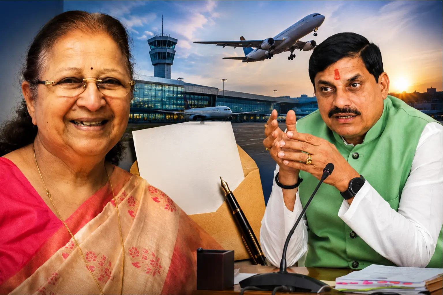 इंदौर एयरपोर्ट विस्तार के लिए सुमित्रा महाजन सक्रिय, सीएम मोहन यादव से मांगी जमीन उपलब्ध कराने की पहल