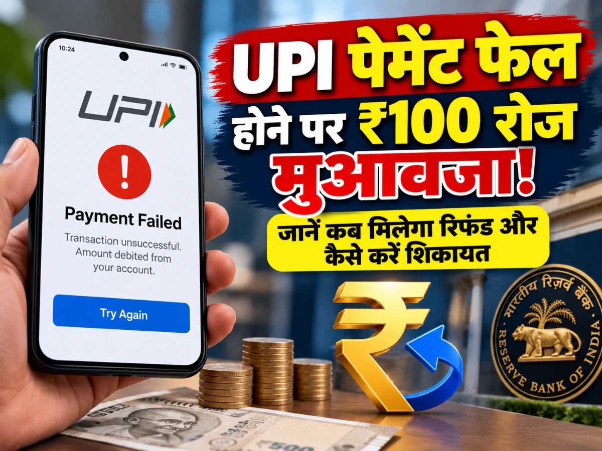 UPI पेमेंट फेल होने पर ₹100 रोज मुआवजा, जानें कब मिलेगा रिफंड और कैसे करें शिकायत